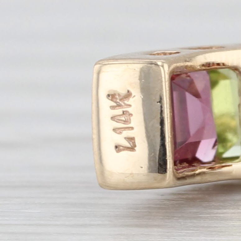 3.10ctw Rainbow Gemstone Journey Earrings 14k Gold Garnet Amethyst Peridot Topaz