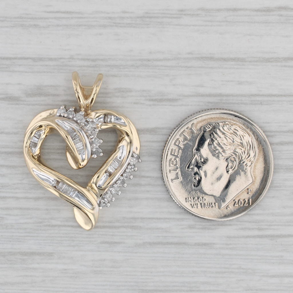 Gray 0.19ctw Diamond Heart Pendant 10k Yellow Gold