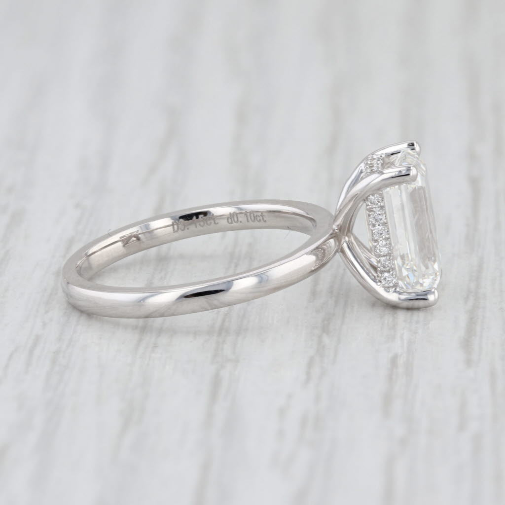 New IGI 3.25ctw Emerald Cut Lab Grown Diamond Engagement Ring 14k White Gold