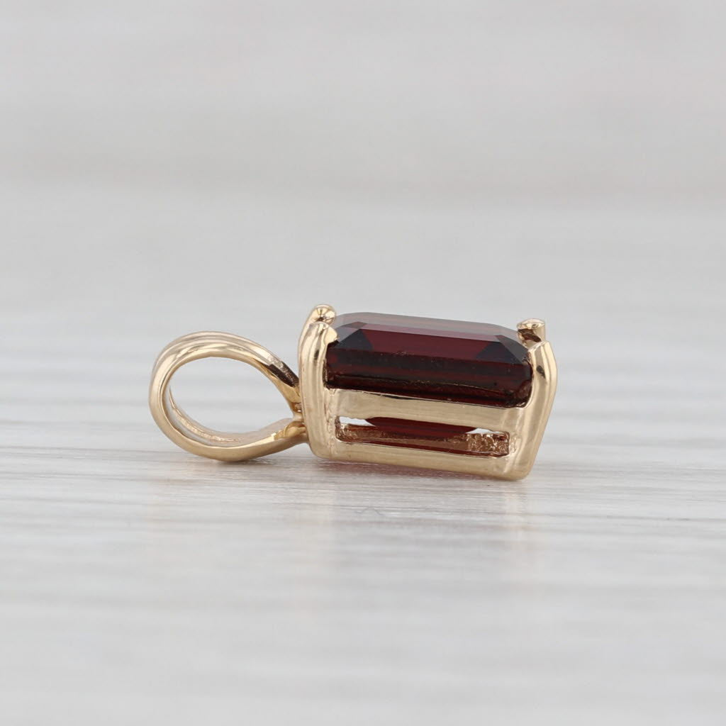2.75ct Garnet Emerald Cut Solitaire Pendant 10k Yellow Gold