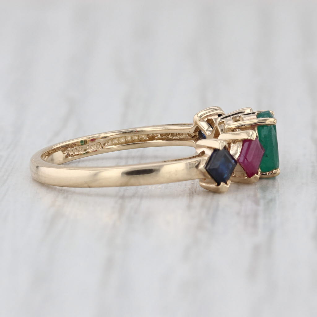 1.26ctw Emerald Ruby Sapphire Ring 14k Yellow Gold Size 6