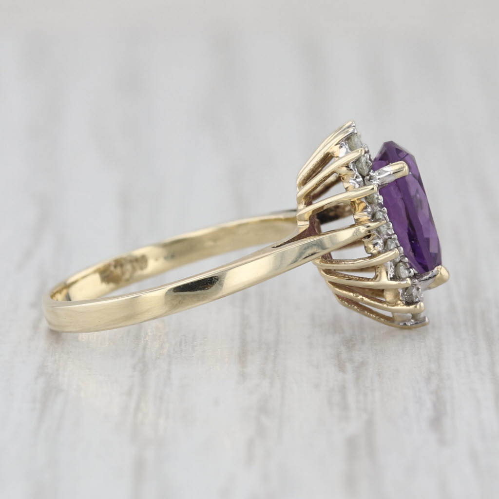 1.36ctw Pear Amethyst Halo Ring 10k Yellow Gold Size 5.75