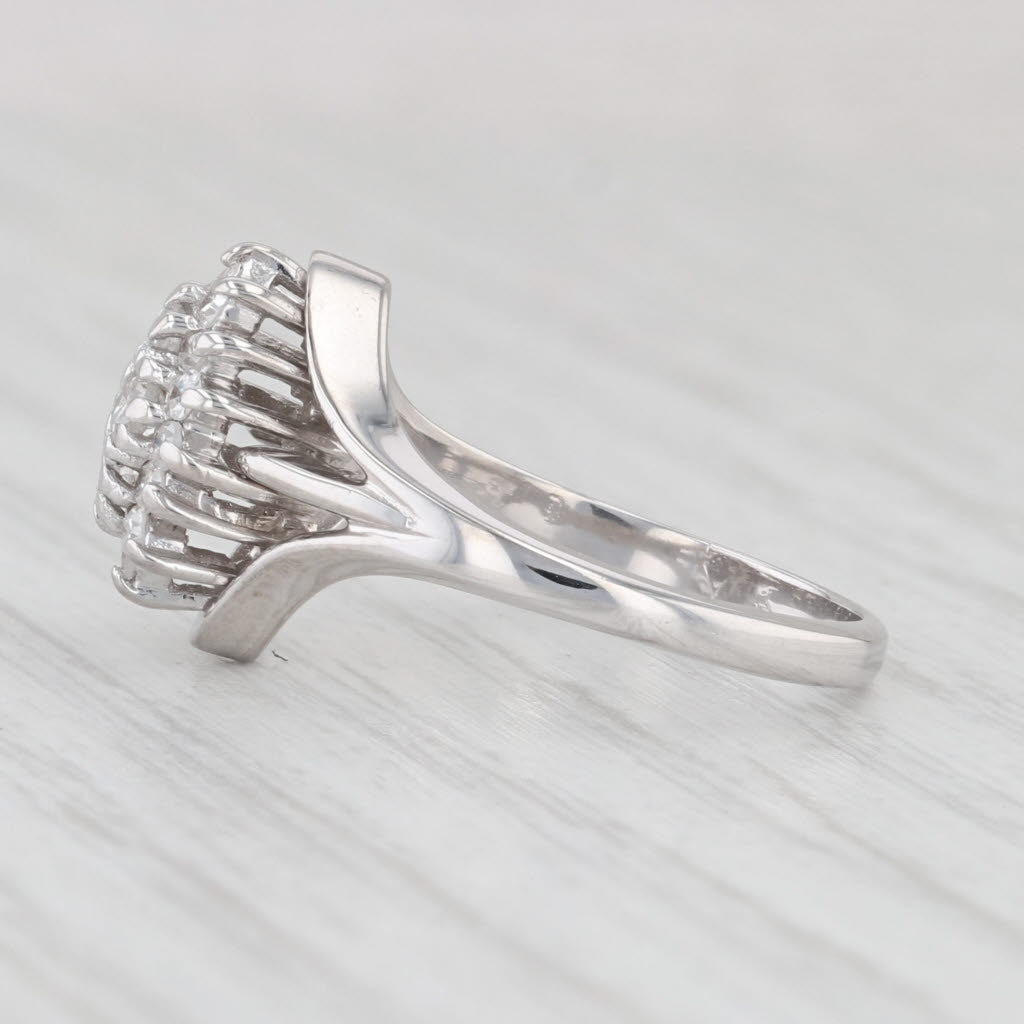Light Gray 0.30ctw Diamond Cluster Ring 14k White Gold Size 5.5 Engagement