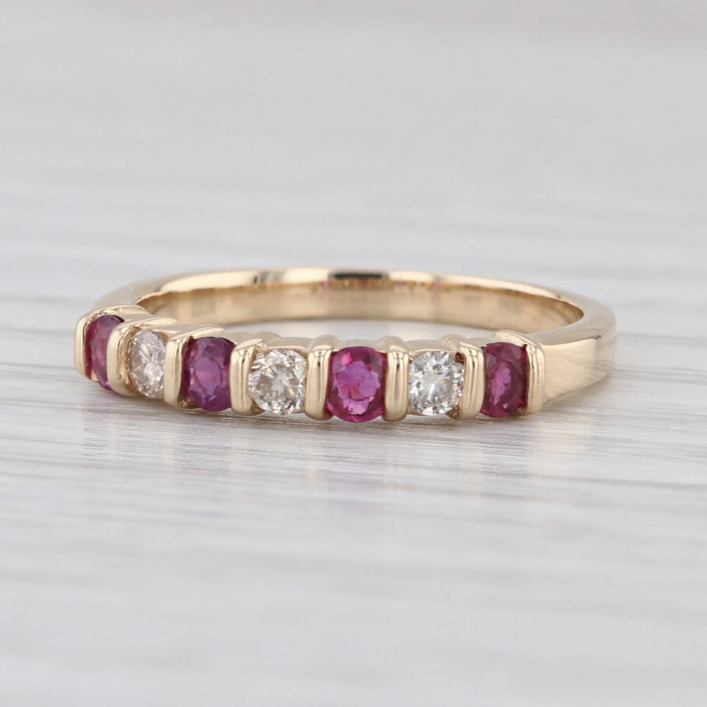 0.48ctw Ruby Diamond Stackable Ring 14k Yellow Gold Size 6.5 Bridal