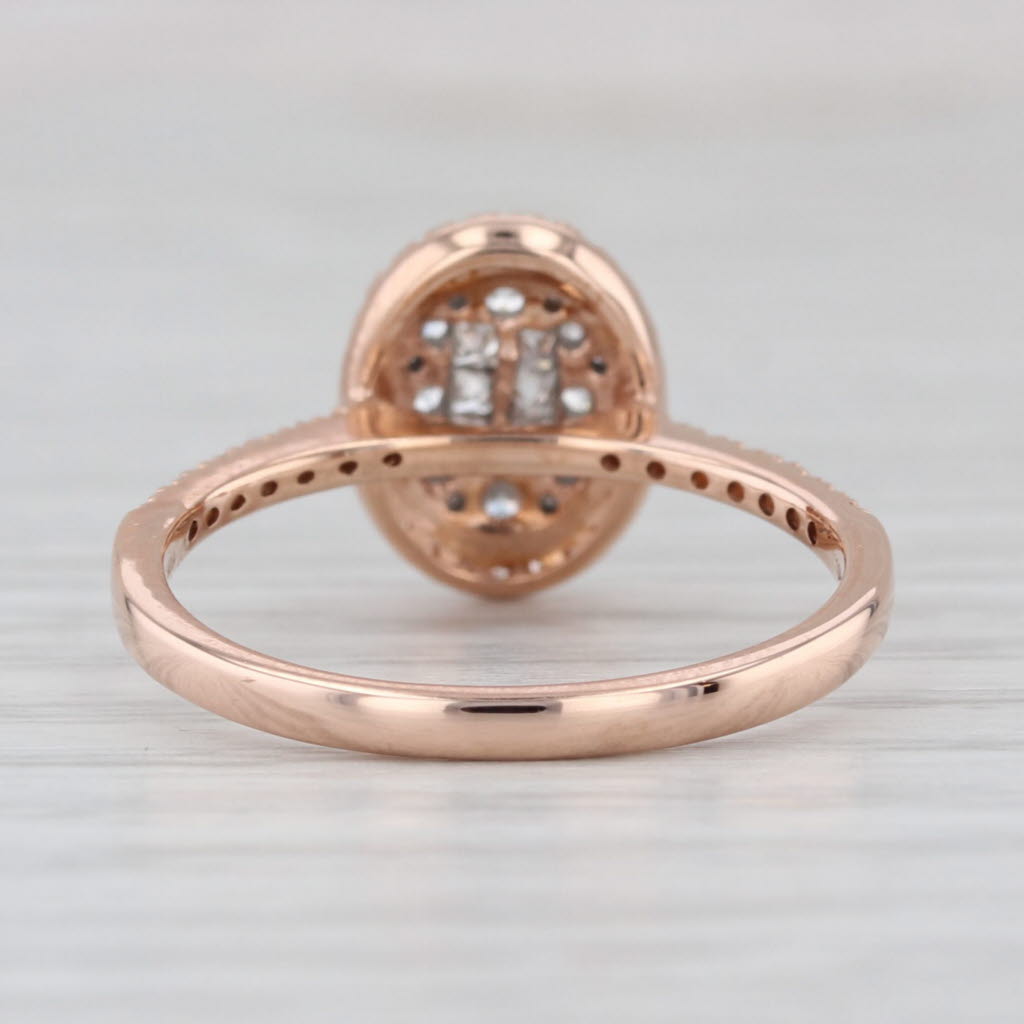 0.41ctw Diamond Halo Engagement Ring 10k Rose Gold Size 7 Oval