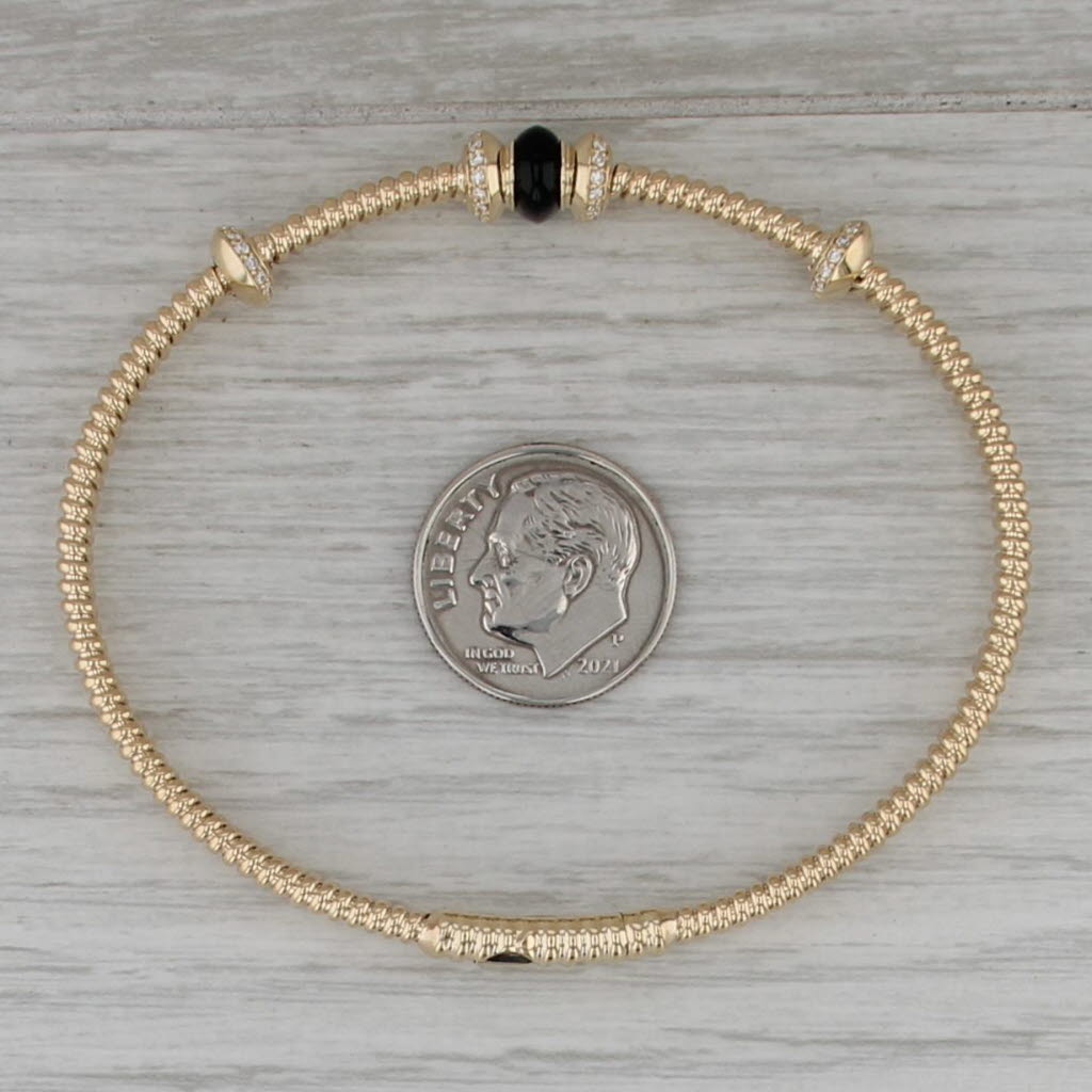 New Onyx 0.25ctw Diamond Flexible Bangle Bracelet 6.5" 14k Yellow Gold