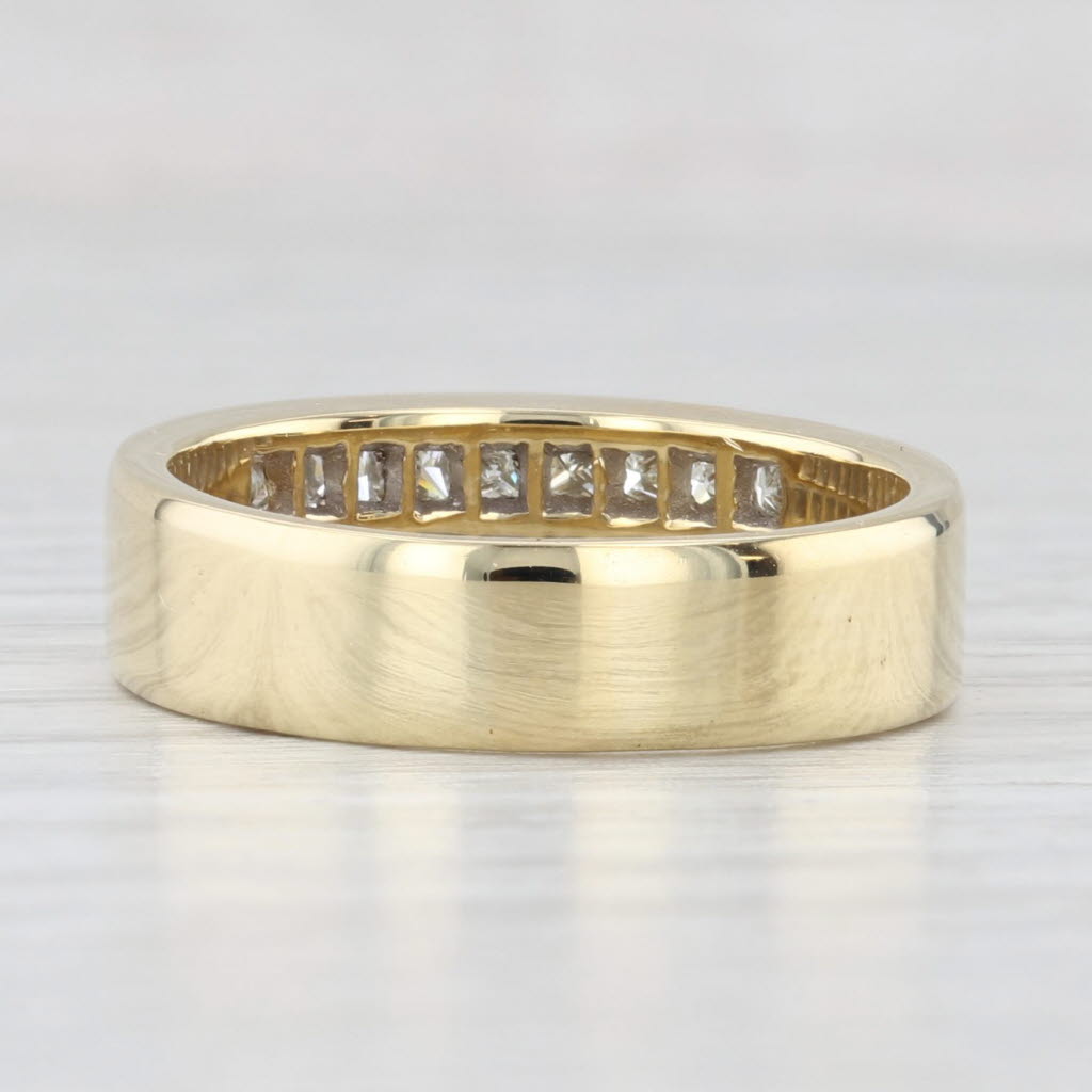 Light Gray 1ctw Princess Channel Set Diamond Wedding Band 18k Gold Anniversary Ring