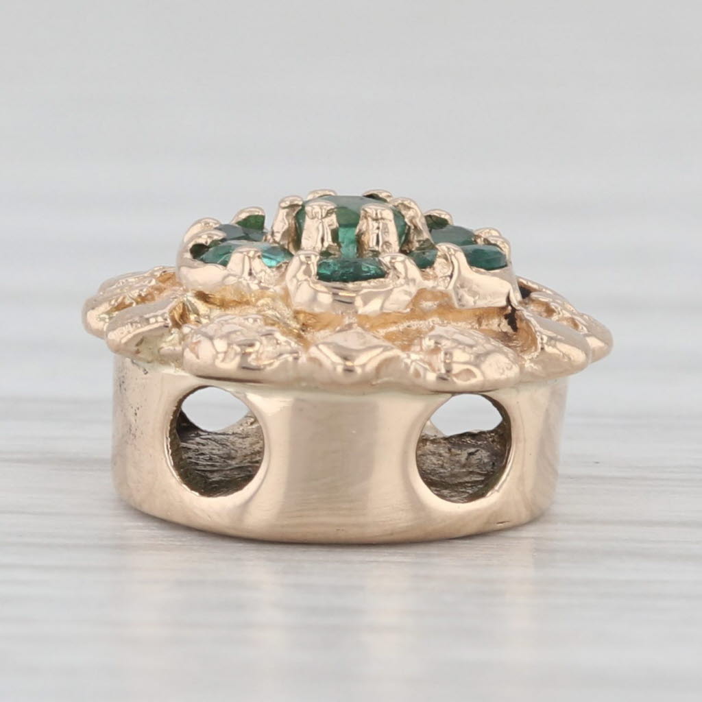 Light Gray 0.42ctw Emerald Flower Slide Bracelet Charm 14k Yellow Gold Richard Klein