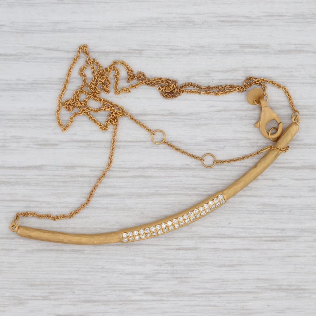 Light Gray New Marika Desert 0.14ctw Diamond Bar Necklace 14k Yellow Gold Adjustable