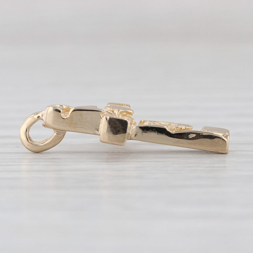 Small Nugget Cross Pendant 14k Yellow Gold Religious Jewelry