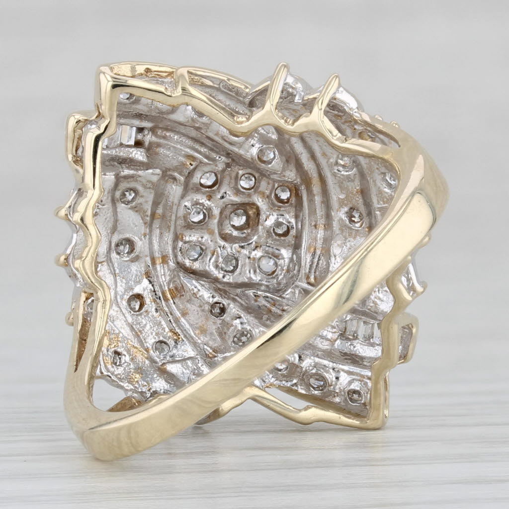 Gray 0.15ctw Diamond Cluster Swirl Ring 10k Yellow Gold Size 8.25