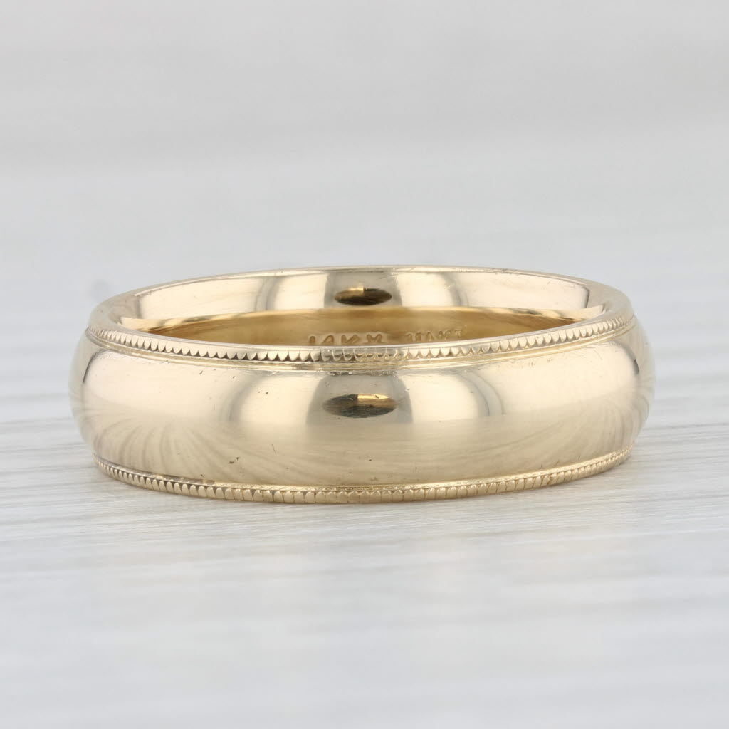 Light Gray Classic Men's Wedding Band 14k Yellow Gold Size 9 Comfort Fit Ring