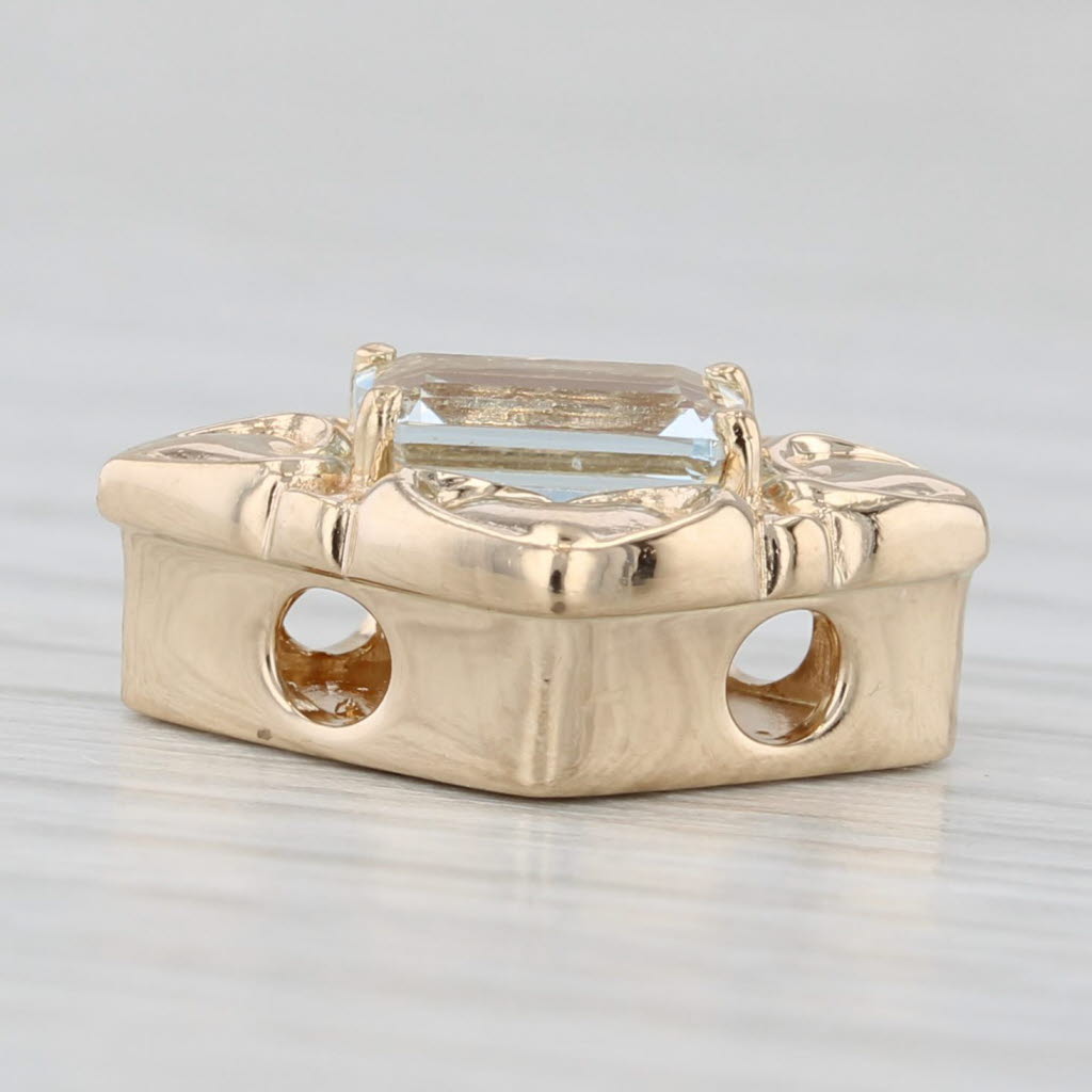 Light Gray 0.85ct Aquamarine Slide Bracelet Charm 14k Yellow Gold