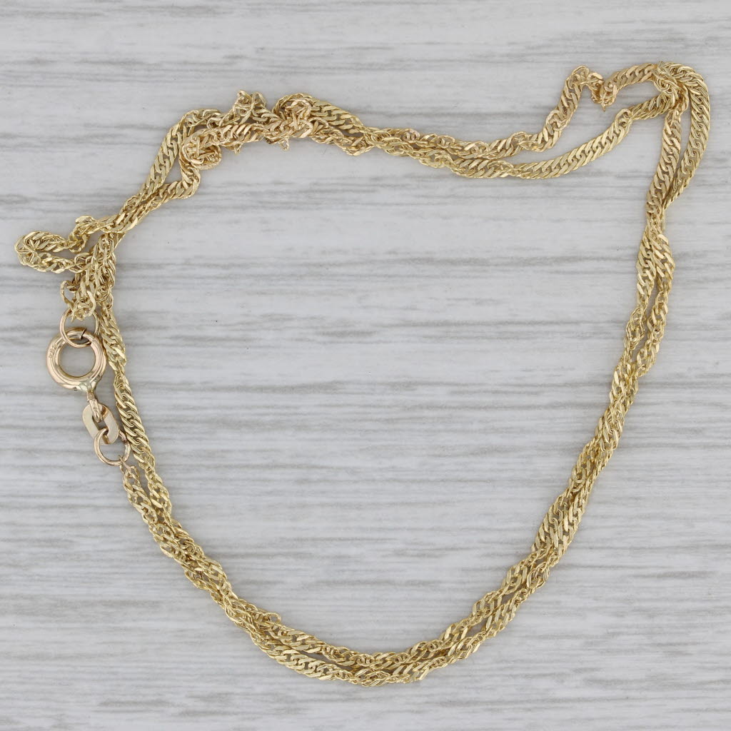 Gray Singapore Chain Necklace 14k Yellow Gold 18" 1.8mm