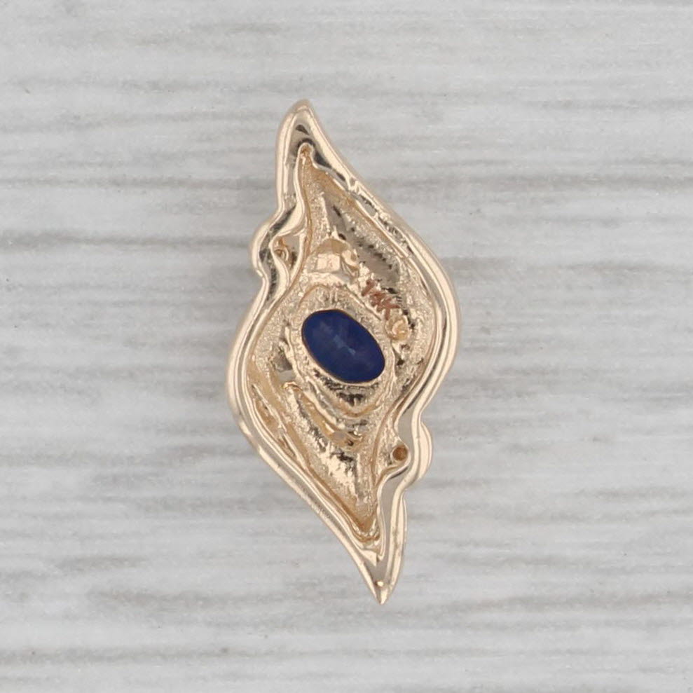 Gray 0.20ct Blue Sapphire Small Drop Pendant 14k Yellow Gold