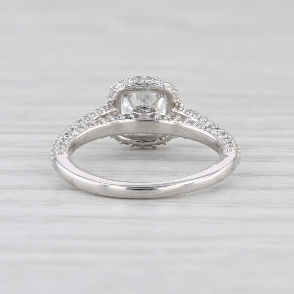 IGI 1.38ctw Lab Grown Diamond Halo Engagement Ring Platinum Size 5.5 FVS1