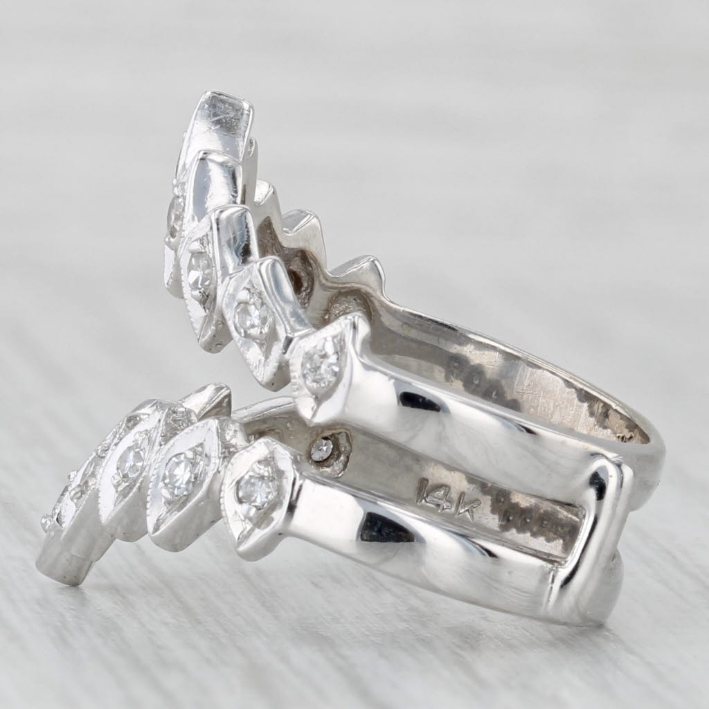 Light Gray 0.30ctw Diamond Enhancer Jacket Ring 14k White Gold Size 6.75 Wedding Band