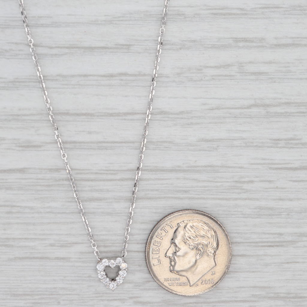 Light Gray Roberto Coin Tiny Treasures 0.15ctw Diamond Heart Pendant Necklace 18k Gold
