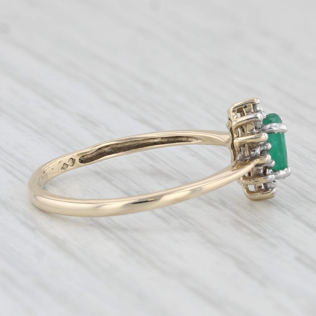 Light Gray 0.50ct Oval Emerald Ring 10k Yellow Gold Size 7.25 Diamond Accents