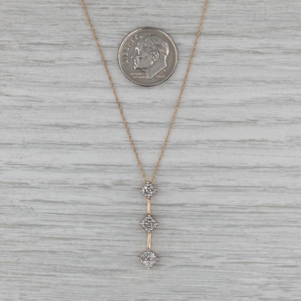0.14ctw Diamond Journey Pendant Necklace 10k Yellow Gold 19.5" Rope Chain