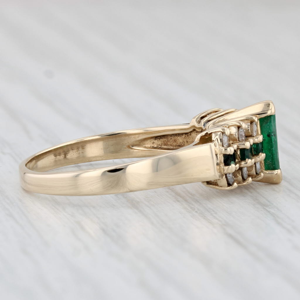 Light Gray 0.83ctw Marquise Emerald Diamond Ring 14k Yellow Gold Size 9 Tiered Pyramid