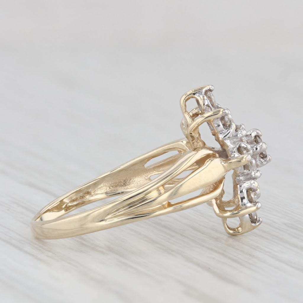 Light Gray 0.45ctw Diamond Cluster Ring 10k Yellow Gold Size 3.75 Engagement