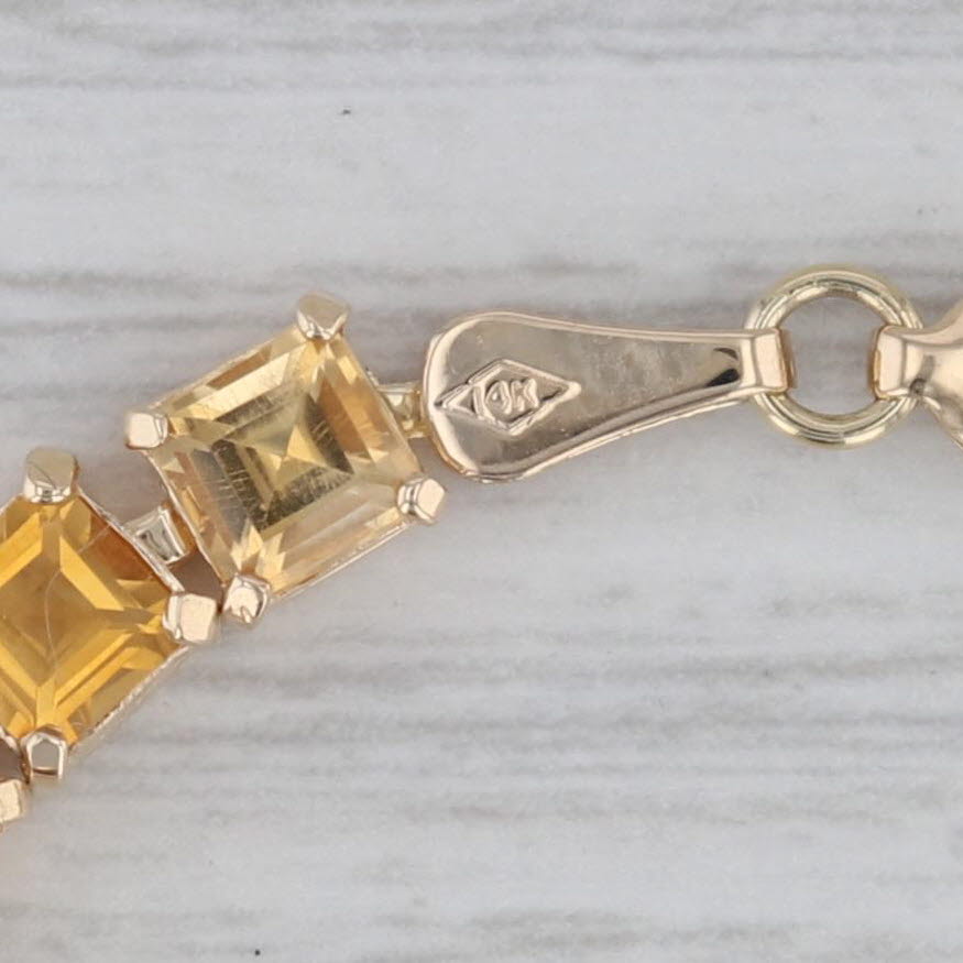 Gray 9ctw Orange Citrine 14k Yellow Gold Tennis Bracelet 7.5"