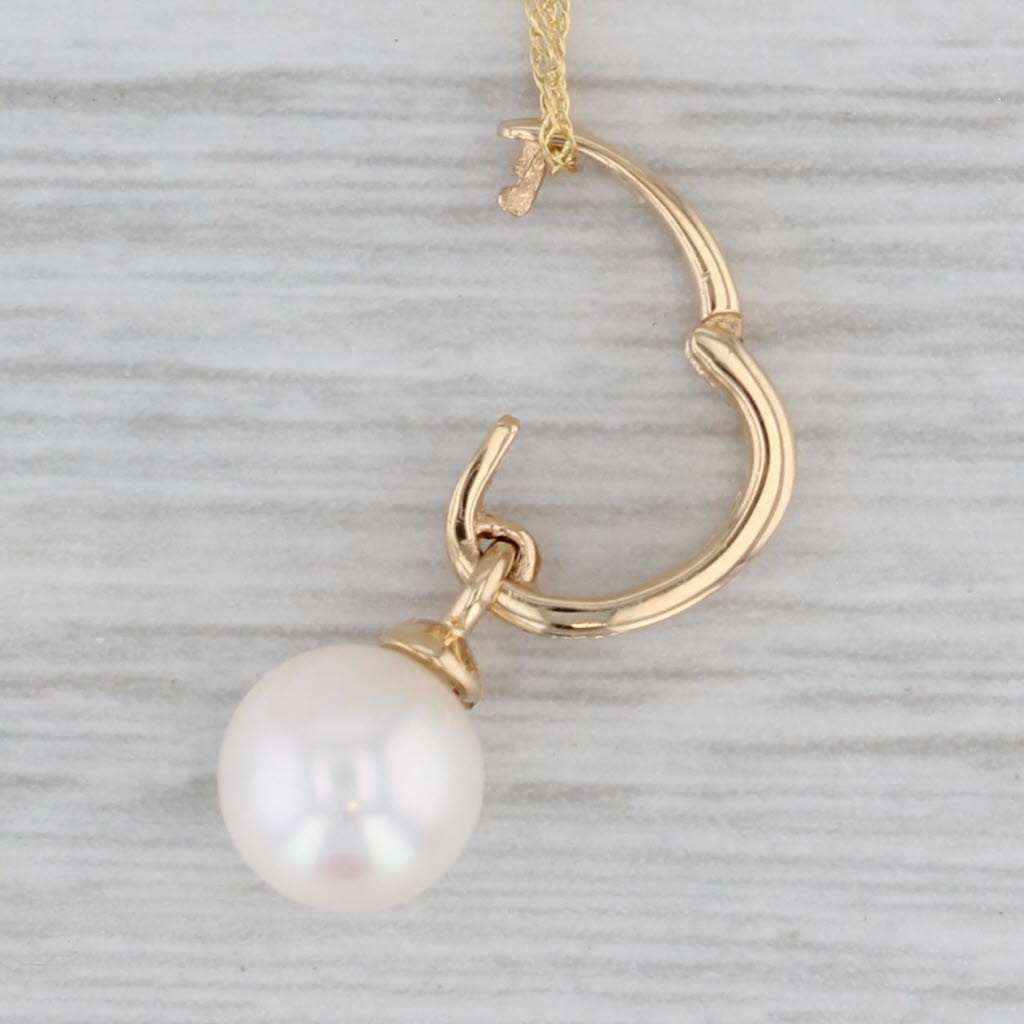 Gray New Cultured Pearl Diamond Pendant Necklace 14k Yellow Gold 18" Singapore Chain