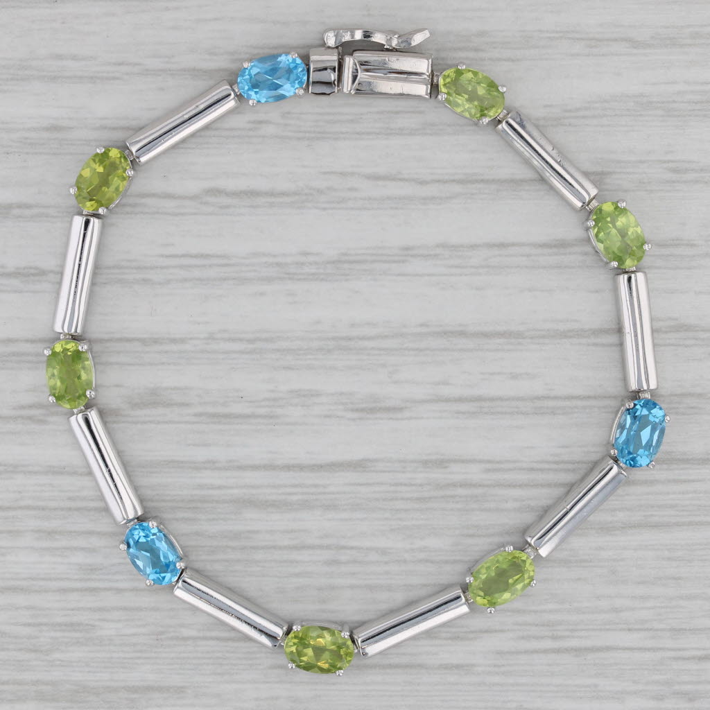 Gray 4.60ctw Peridot Topaz 14k White Gold 6.25" Bracelet