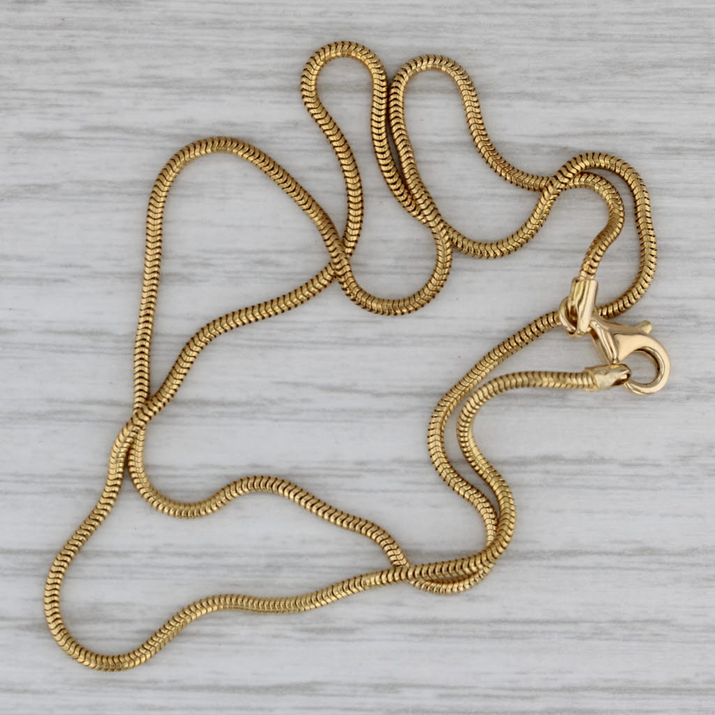 Gray Snake Chain Necklace 16.5" 1.4mm 18k Yellow Gold