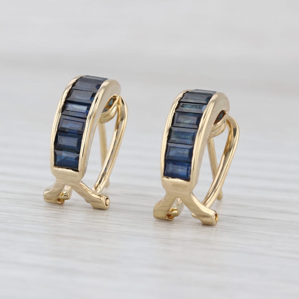 3.36ctw Blue Sapphire Journey Earrings 18k Yellow Gold Clip on or Pierced Option