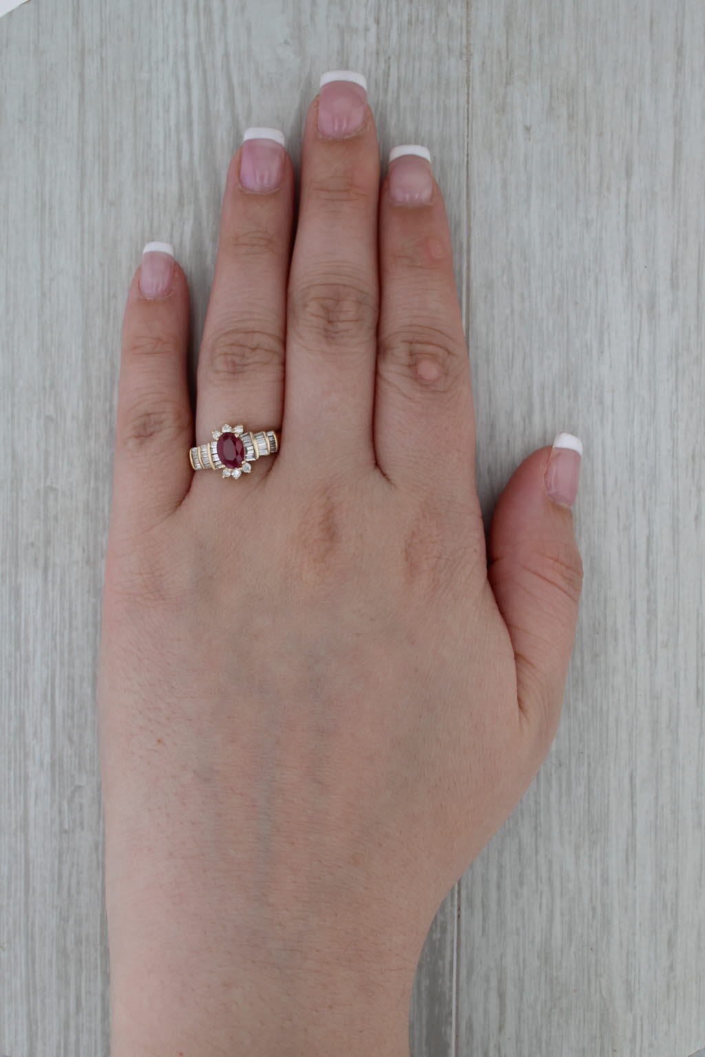 1.42ctw Oval Ruby Diamond Ring 14k Yellow Gold Size 8