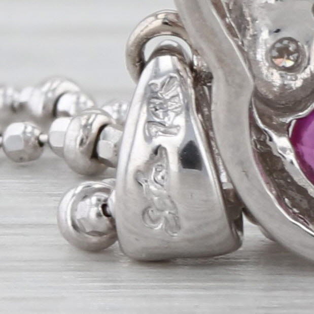 0.72ctw Pink Sapphire Diamond Heart Pendant Necklace 14k Gold Bead Chain 16.25"