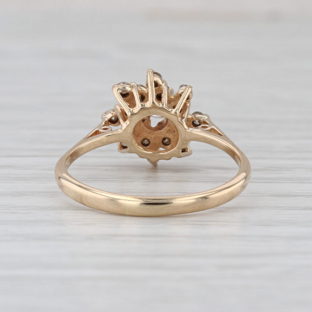0.44ctw Diamond Flower Halo Engagement Ring 14k Yellow Gold Size 8