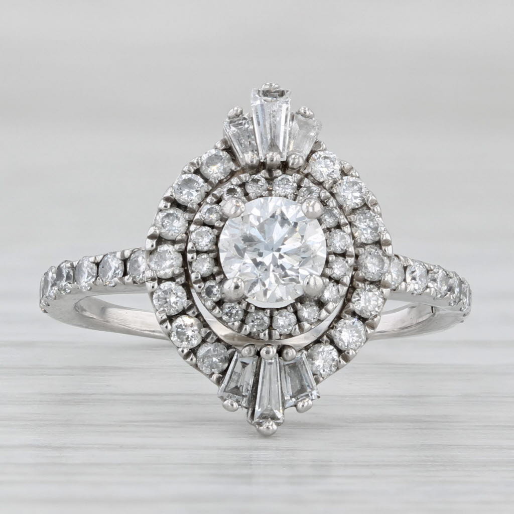 Light Gray 1ctw Round Diamond Halo Engagement Ring 14k White Gold Size 5.25