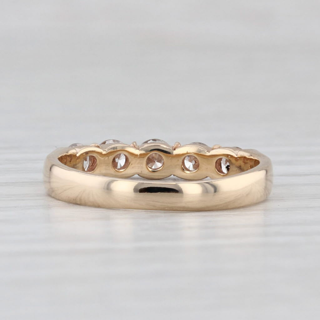 Light Gray 0.62ctw Diamond Wedding Band 14k Yellow Gold Sz 6.25 Stackable Anniversary Ring