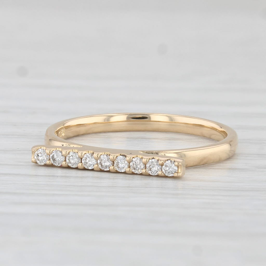 Light Gray 0.12ctw Diamond Bar Ring 18k Yellow Gold Size 5.5 Stackable