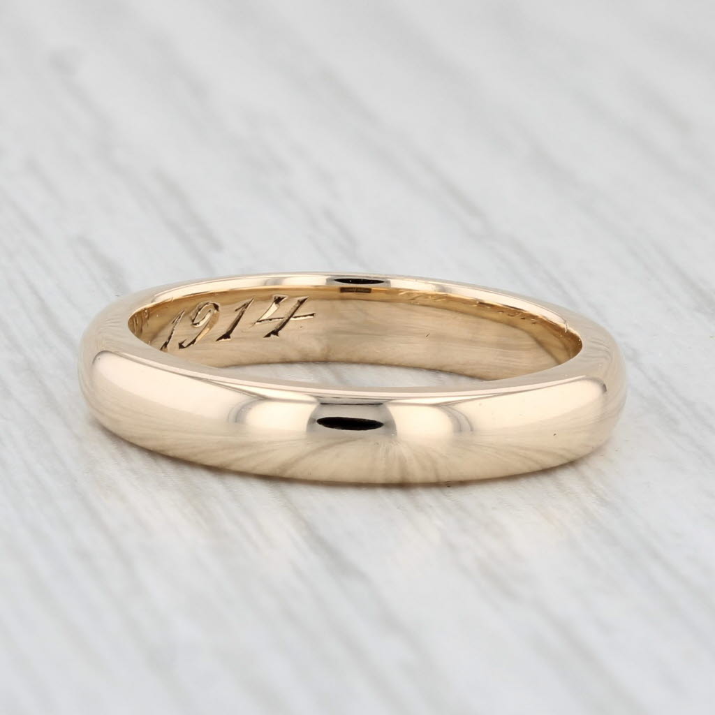 Light Gray Antique Wedding Band 14k Yellow Gold Stackable Ring Size 5.5