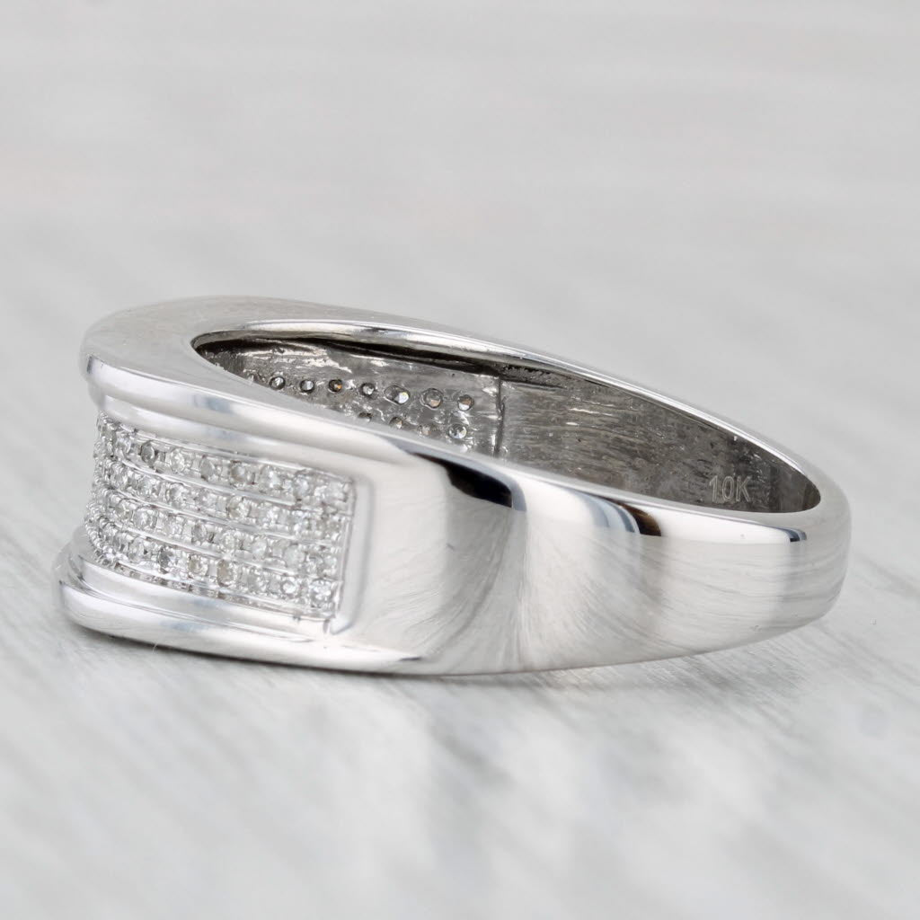 Light Gray 0.32ctw Diamond Men's Wedding Band 10k White Gold Size 10.5