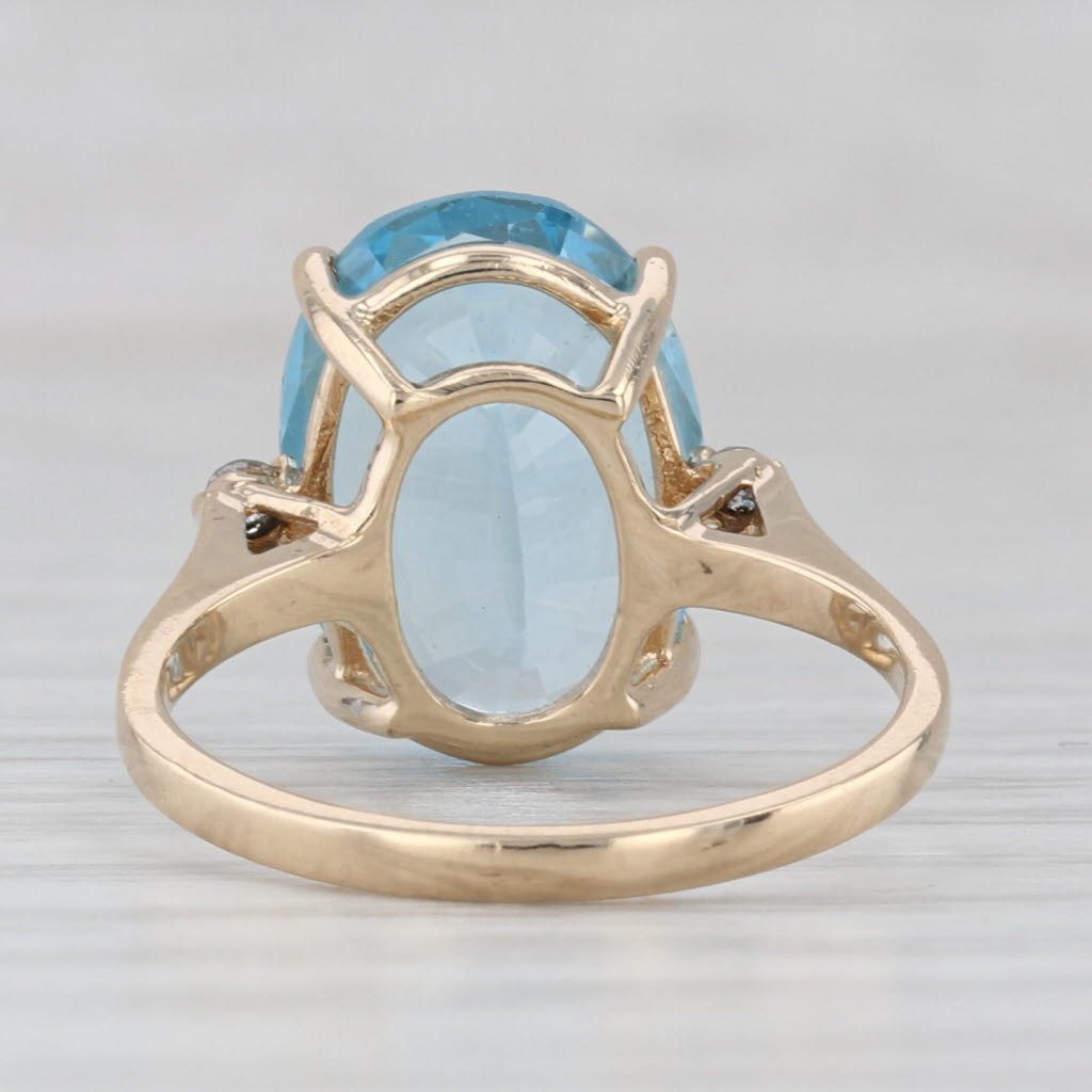 Gray 6.90ctw Oval Blue Topaz Diamond Ring 14k Yellow Gold Size 6.25