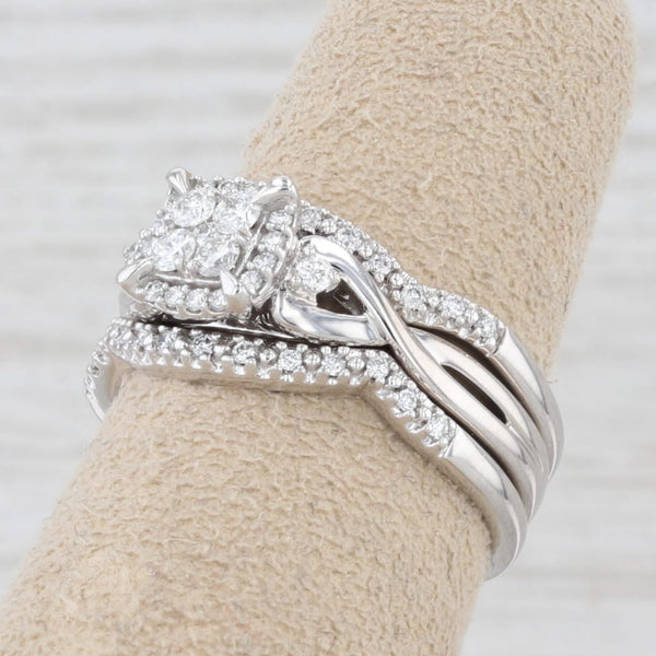 0.36ctw Diamond Engagement Ring Wedding Bands Bridal Set 10k White Gold Size 7