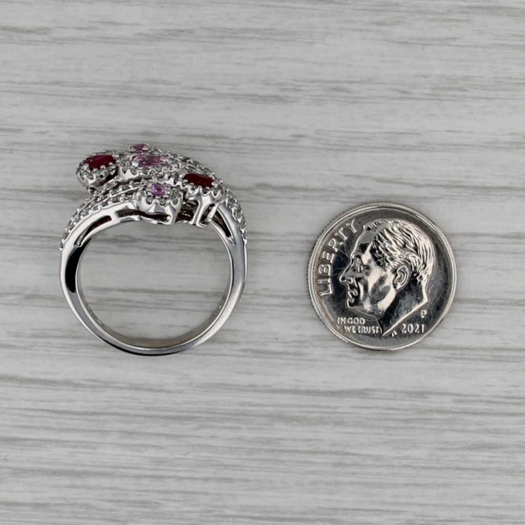1.53ctw Diamond Pink Sapphire Ruby Cocktail Ring 14k White Gold Size 7.25