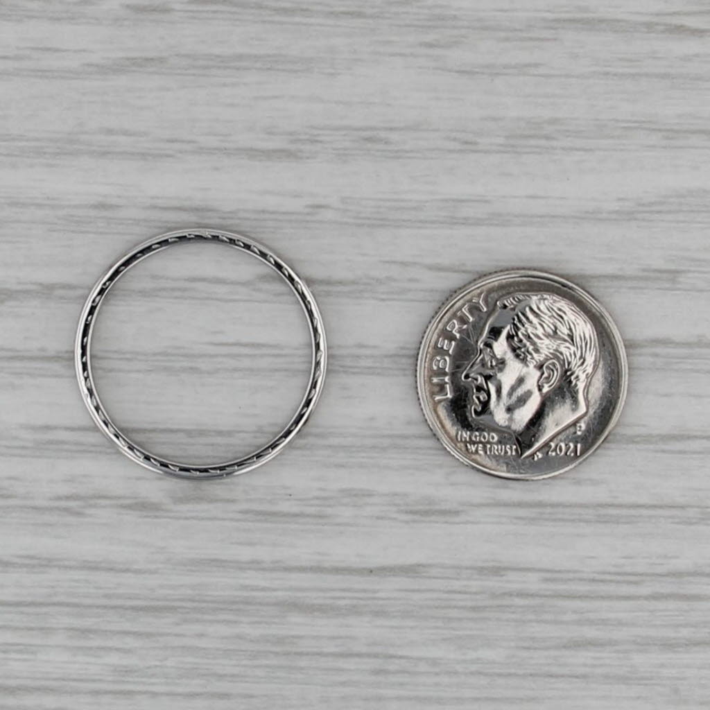 Wheat Etched Wedding Band 18k White Gold Size 8.5 Stackable Ring