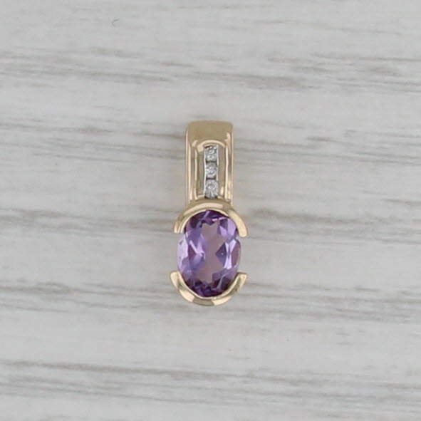 0.63ctw Amethyst Diamond Pendant 14k Yellow Gold Small Drop
