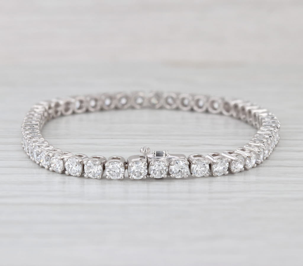 New 7.40ctw Lab Grown Diamond Tennis Bracelet 14k White Gold 7" 3.5mm