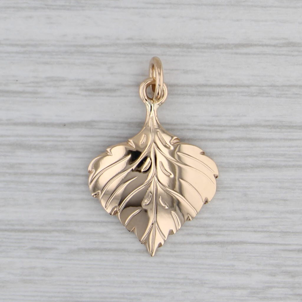 Leaf Pendant 14k Yellow Gold Handmade Hayes Aspen Co Charm