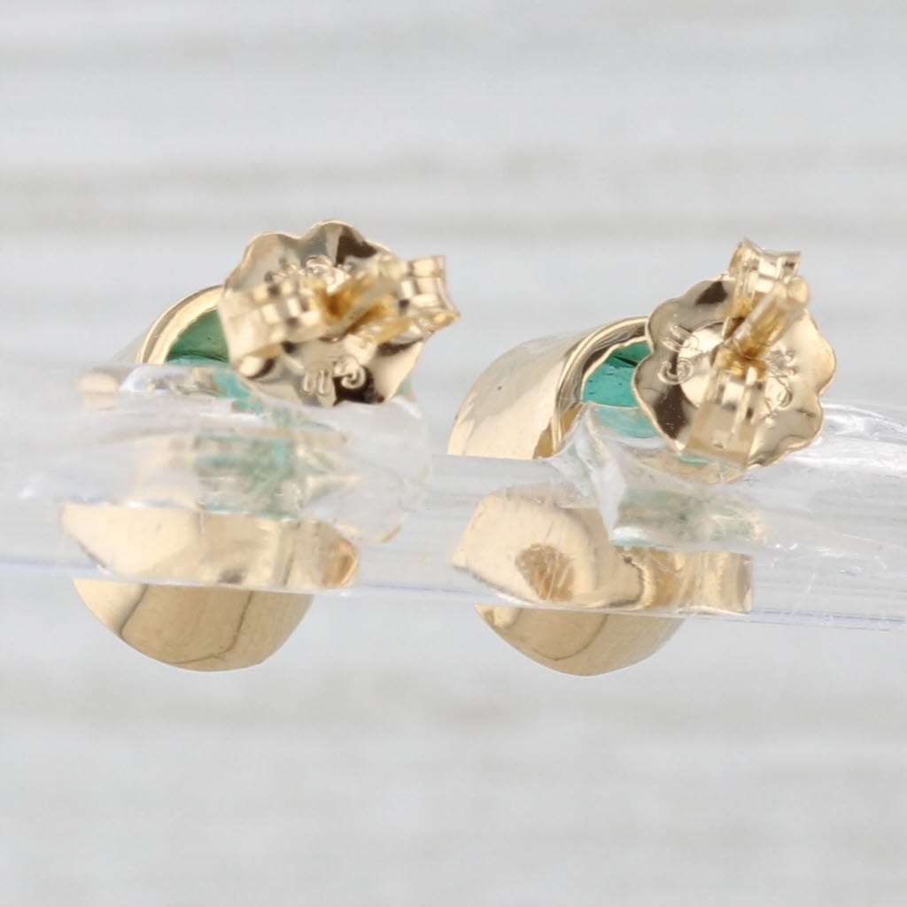Light Gray 3ctw Oval Emerald Solitaire Stud Earrings 18k Yellow Gold