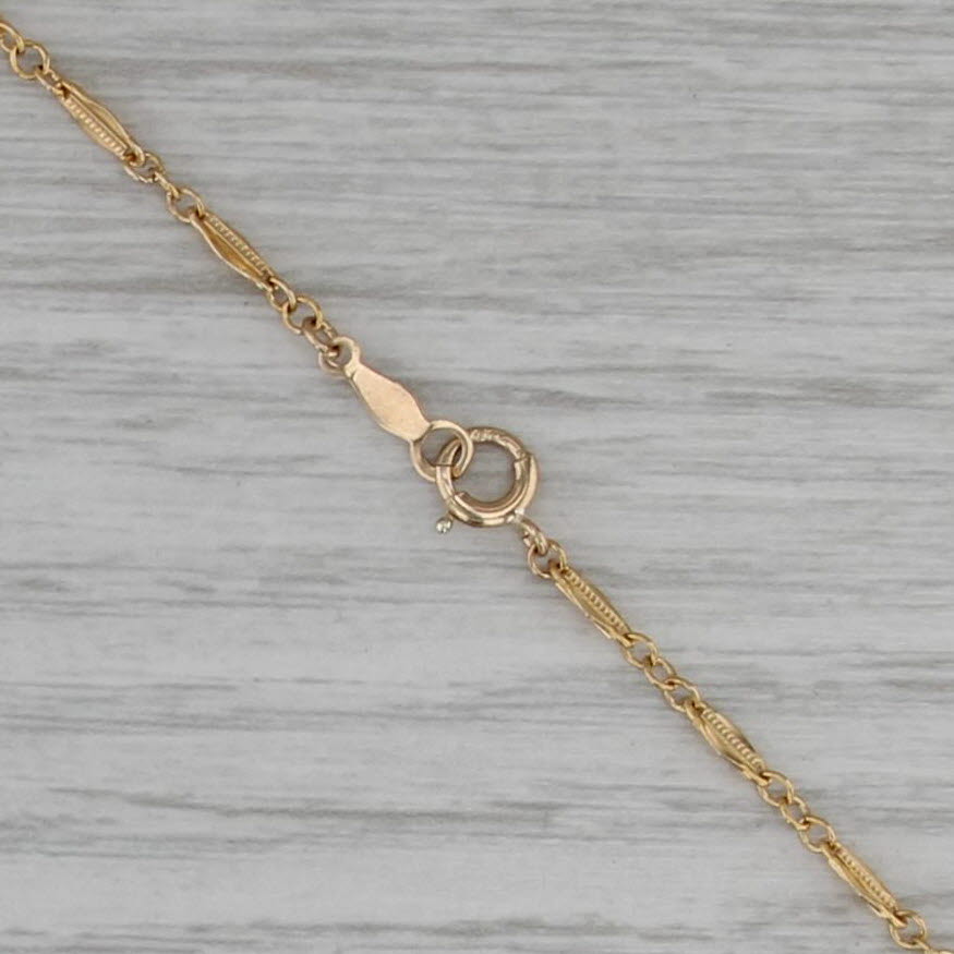 Marquise Bar Link Chain Necklace 14k Yellow Gold 16" 1.8mm