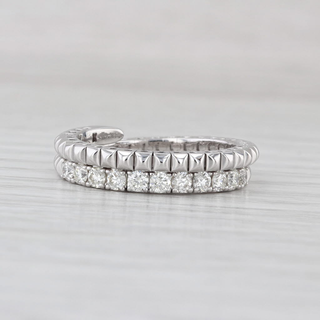 New 0.50ctw Diamond Bypass Wedding Band 14k White Gold Stackable Adjustable Ring