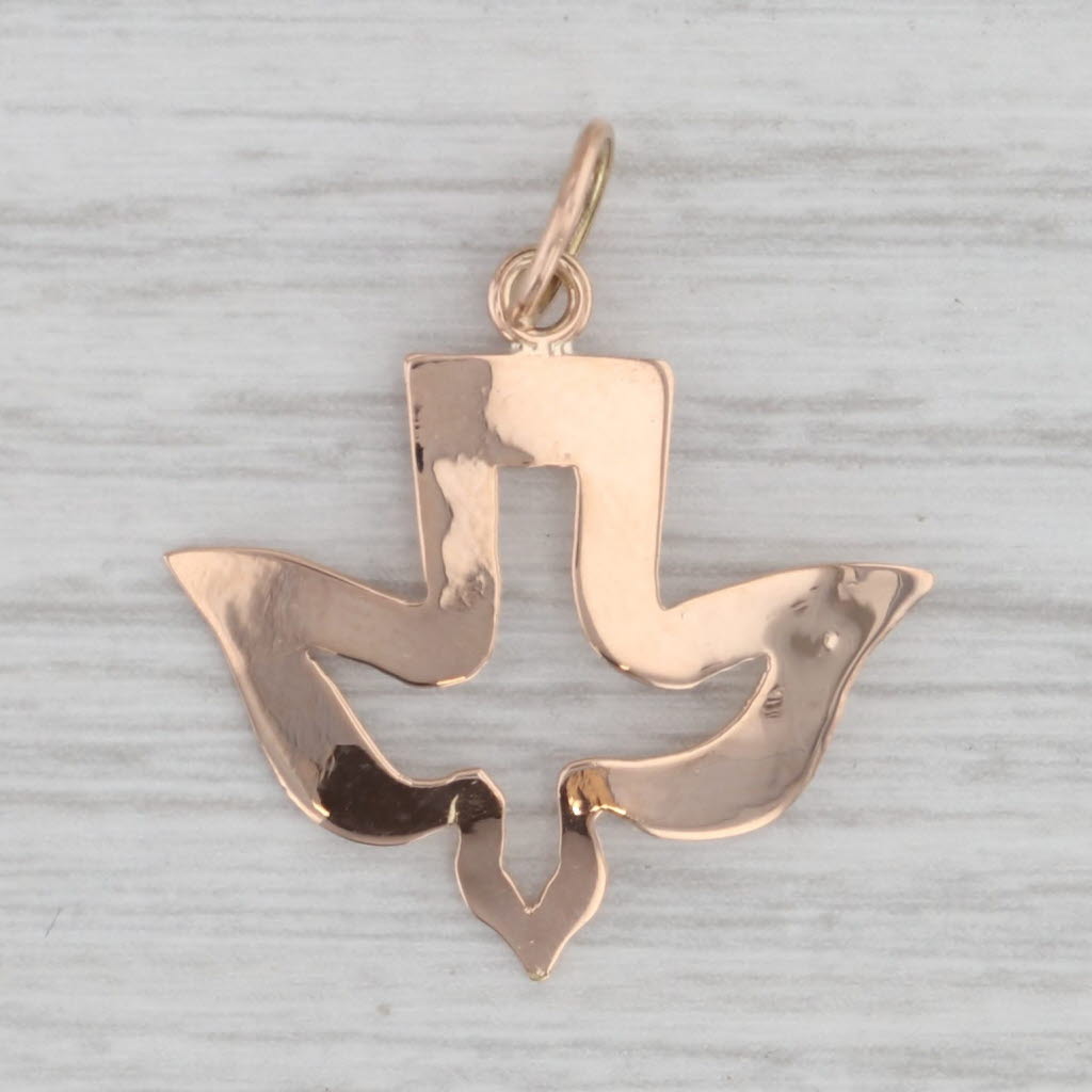 Gray Peace Dove Pendant Openwork Charm Religious 18k Rose Gold